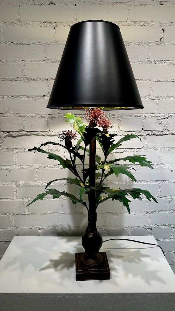 THISTLE HAND FORGED Table Lamp with Black Shade