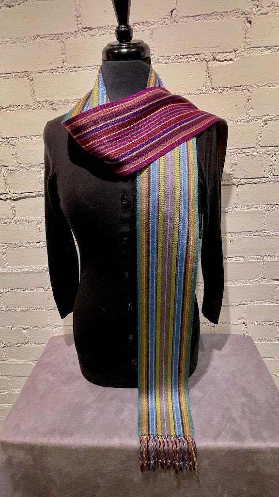 Silk and Tencel Reversible Hand Woven Scarf - SS119