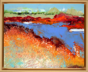 "Morning Shore” Framed Oil and Cold Wax on Cradled Panel